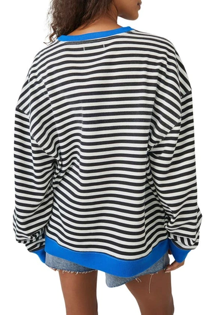 Shop Free People Oversize Stripe Sweatshirt In Black Combo