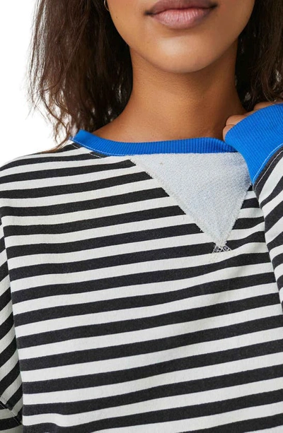 Shop Free People Oversize Stripe Sweatshirt In Black Combo