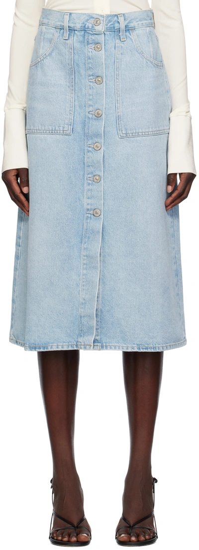 Shop Citizens Of Humanity Blue Anouk Denim Midi Skirt In Orbit (lt Indigo)
