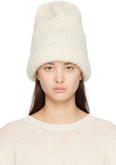 Shop Casey Casey Off-white Rolled Brim Beanie In Porcelain