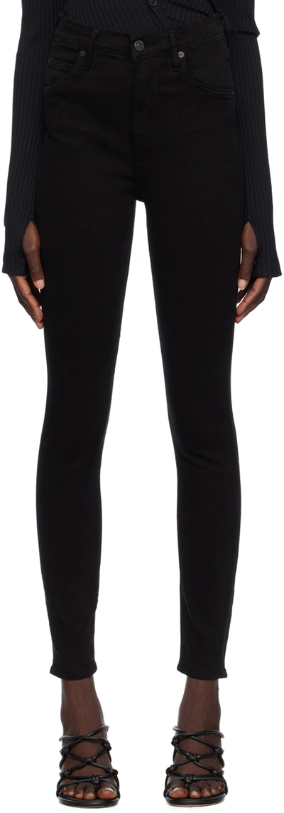 Shop Citizens Of Humanity Black Chrissy Jeans In Plush Black
