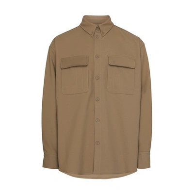 Shop Off-white Ow Drill Military Overshirt In Beige_beige