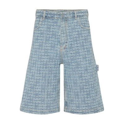 Shop Givenchy Carpenter Denim Shorts In Light_blue
