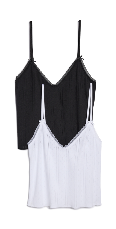 Shop Coucou The Cami 2 Pack White/black