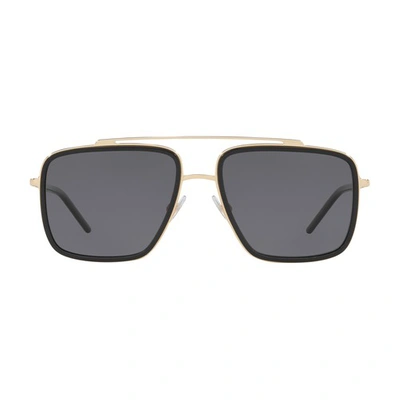 Shop Dolce & Gabbana Square Sunglasses In Gold_grey_black
