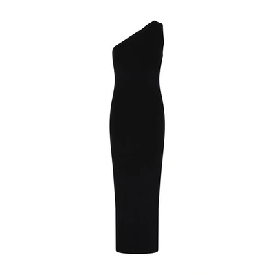Shop Totême One-shoulder Ribbed Dress In Black