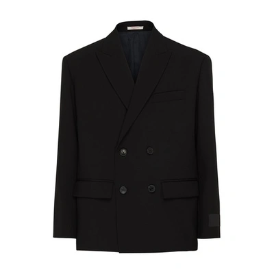 Shop Valentino Double Breasted Suit Jacket In Nero