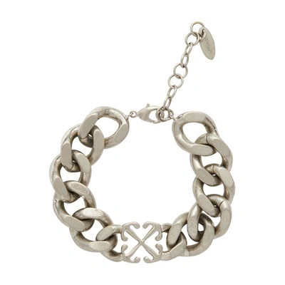 Shop Off-white Arrow Chain Bracelet In Silver