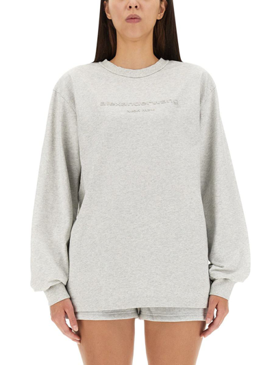 Shop Alexander Wang Sweatshirt With Logo In Grey