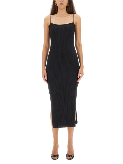 Shop Helmut Lang Ribbed Dress In Black