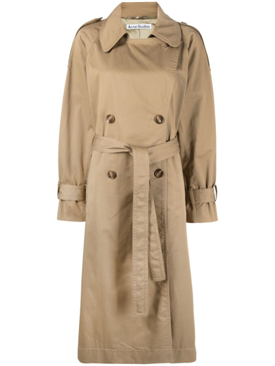 Shop Acne Studios Neutral Double Breasted Trench Coat In Neutrals