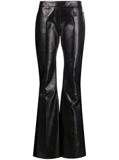 Shop Tom Ford Black Flared Leather Trousers