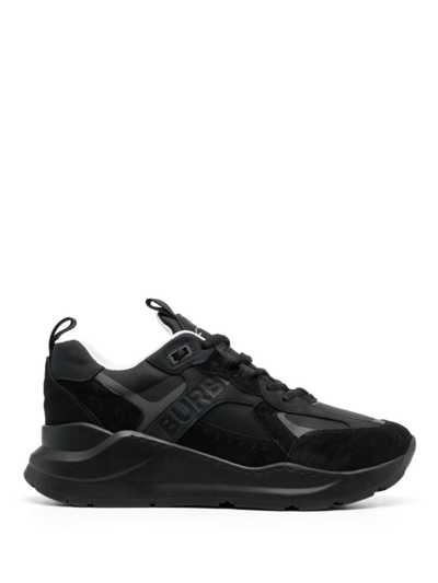Shop Burberry Black Lace Up Sneakers