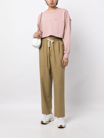 Shop Studio Tomboy Drawstring-waistband Cotton Trousers In Brown