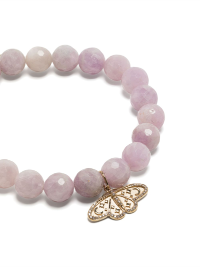 Sydney Evan 14k Yellow Gold Kunzite Bracelet With Celestial Moth Diamond Charm In Purple
