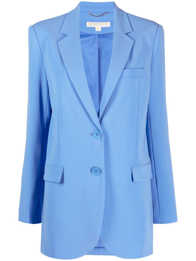 Shop Michael Michael Kors Notched-lapels Single-breasted Blazer In Blue