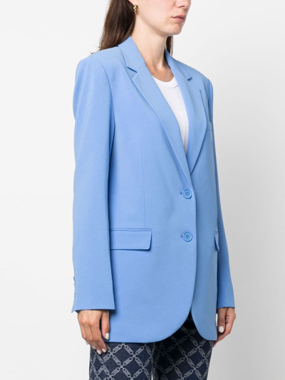 Shop Michael Michael Kors Notched-lapels Single-breasted Blazer In Blue