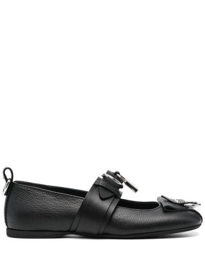 Shop Jw Anderson Buckle-detail Leather Ballerina Shoes In Black