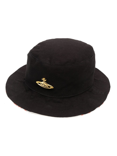 Shop Vivienne Westwood Logo-print Reversible Bucket Hat In Black