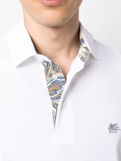 Shop Etro Logo-embroidered Cotton Polo Shirt In White