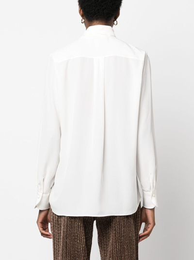 Shop Chloé Tie-strap Silk Shirt In Neutrals