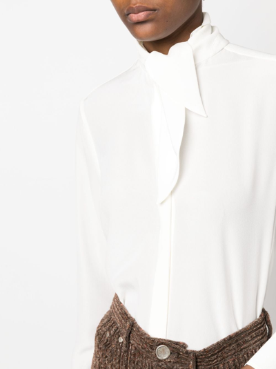 Shop Chloé Tie-strap Silk Shirt In Neutrals