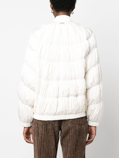 Shop Chloé Textured Puffer Jacket In Neutrals