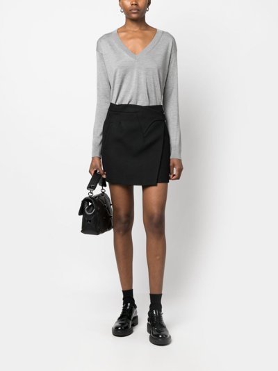 Valentino V Neck Long-sleeve Cashmere Sweater In Grey