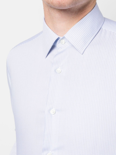 Shop Canali Fine-check Cotton Shirt In Blue