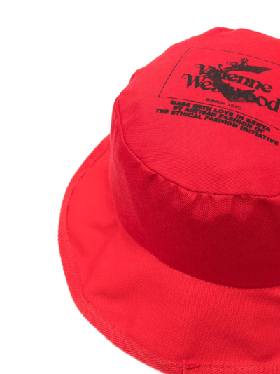 Shop Vivienne Westwood Logo-print Reversible Bucket Hat In Neutrals