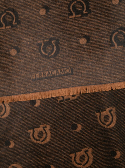 Shop Ferragamo Patterned-jacquard Silk Scarf In Brown