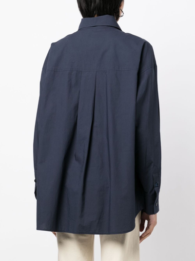 Shop Studio Tomboy Concealed-fastening Long-sleeved Shirt In Blue