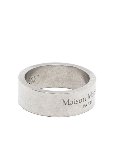 Shop Maison Margiela Logo-engraved Band Ring In Silver