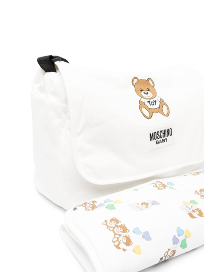 Shop Moschino Teddy Bear Padded Changing Bag In White
