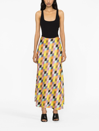 Shop Christopher John Rogers Colour-block A-line Skirt In Yellow