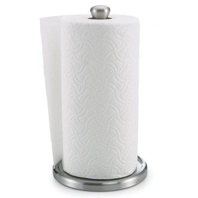 Polder Single-tear Paper Towel Holder With Heavyweight Base, Stainless Steel In Silver