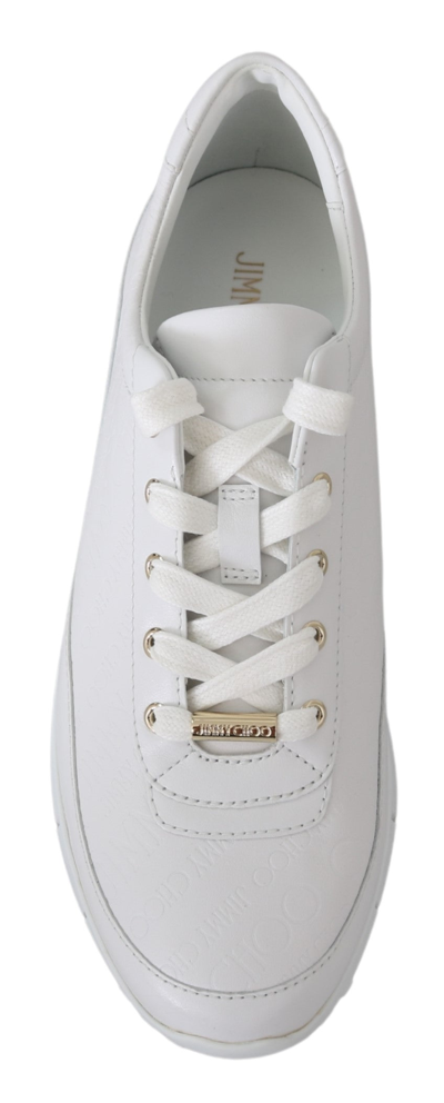 Shop Jimmy Choo Leather Monza Women's Sneakers In White