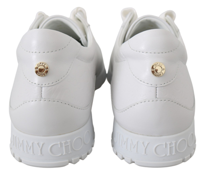 Shop Jimmy Choo Leather Monza Women's Sneakers In White