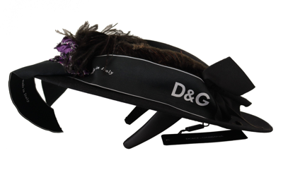 Shop Dolce & Gabbana Lapil Crystal Heart Feather Brooch Fedora Women's Hat In Black