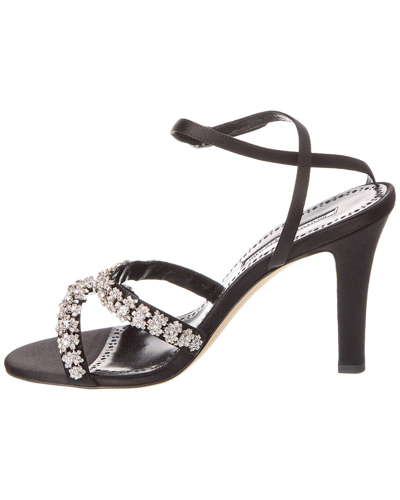Manolo Blahnik Vedada Satin Crystal Ankle-strap Sandals In Black