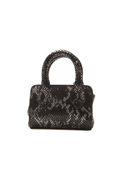 Pompei Donatella Logo-plaque Snake Texture Handbag In Grey
