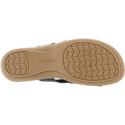 Shop Minnetonka Siesta Womens Leather Slip On Slide Sandals In Blue