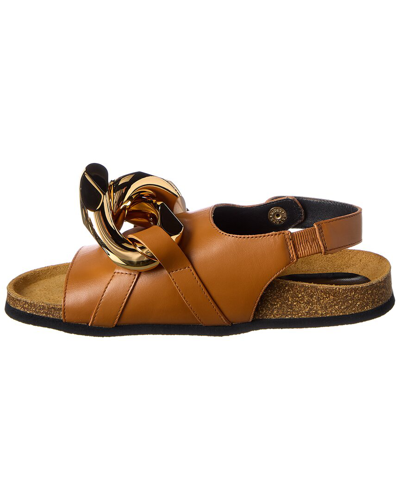 Shop Jw Anderson Chain Leather Sandal In Brown