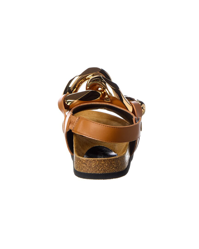 Shop Jw Anderson Chain Leather Sandal In Brown