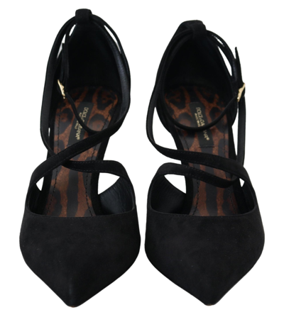 Shop Dolce & Gabbana Suede Ankle Strap Pumps Heels Women's Shoes In Black