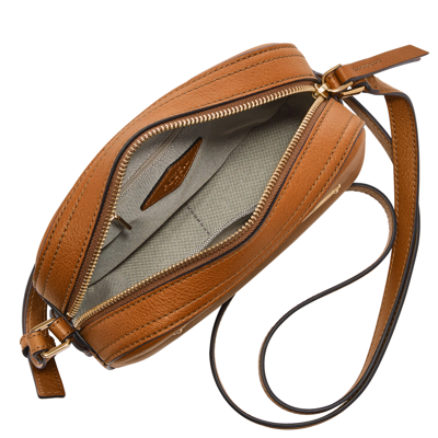 Shop Fossil Women's Liza Litehide Leather Camera Bag In Brown
