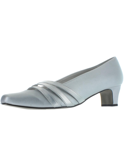 Shop Easy Street Entice Womens Faux Leather Square Toe Dress Pumps In Silver