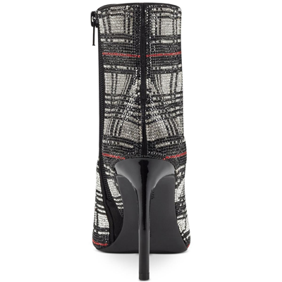 Inc Reisa 4 Womens Rhinestone Plaid Booties In Multi