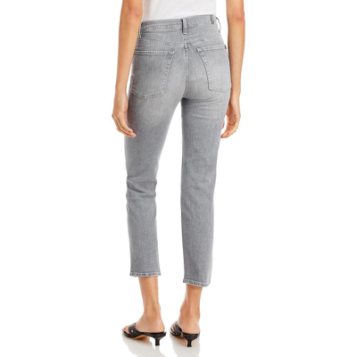 Shop 7 For All Mankind Womens Denim High Waist Straight Leg Jeans In Grey