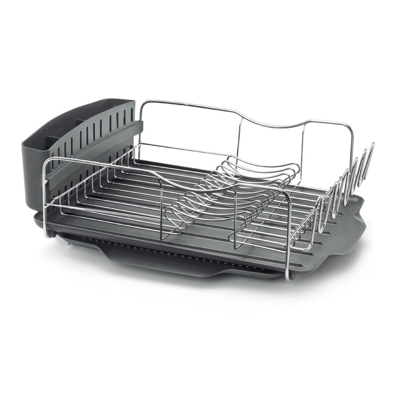 Polder Advantage 4 Piece Dish Rack With Slide Out Drain Tray In Black